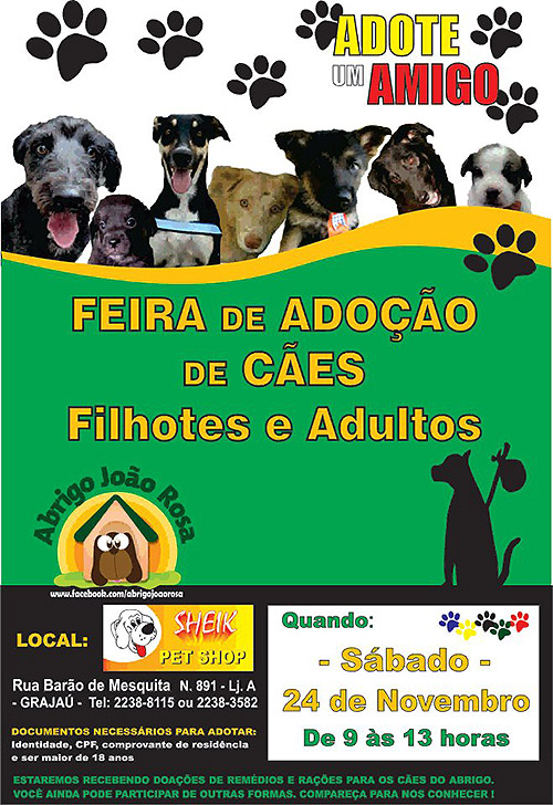 Feira de Adoção do Abrigo João Rosa - 24/11 – Grajaú - Rio de Janeiro.