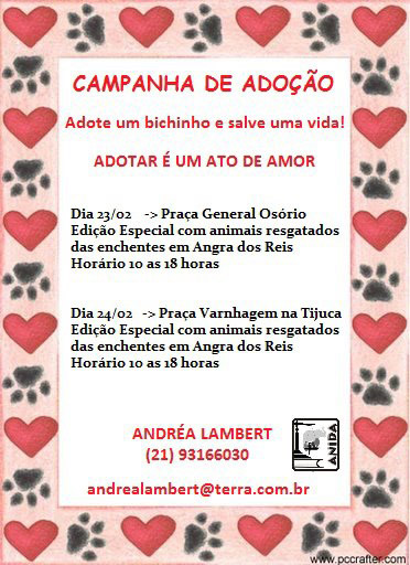 Campanha de adoção em Ipanema e na Tijuca.